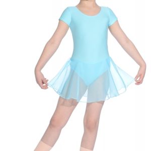 Short Sleeve Matte Lycra Leotard with Skirt
