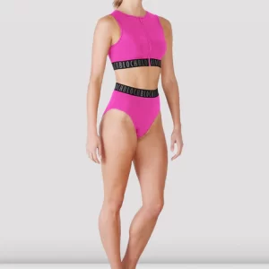 Ladies Remy Zip Front Crop Top