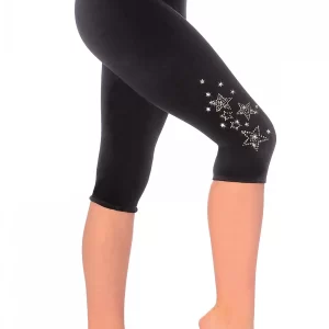 Dazzle Smooth Velour Capri Leggings with Jewel Star Motif