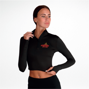 Strawberry Comp Team Long Sleeve Zip Crop Top - Image 2