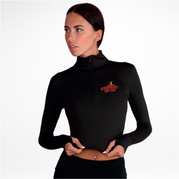 Strawberry Comp Team Long Sleeve Zip Crop Top