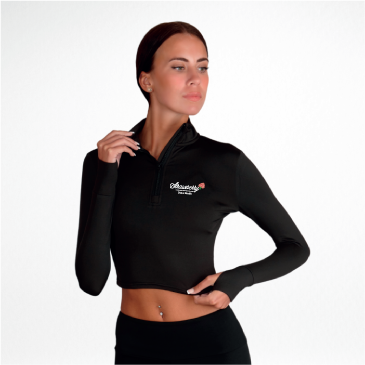 Strawberry Long Sleeve Zip Crop Top